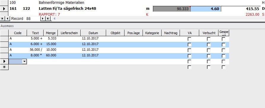 Screenshot detaillierter Ausmass