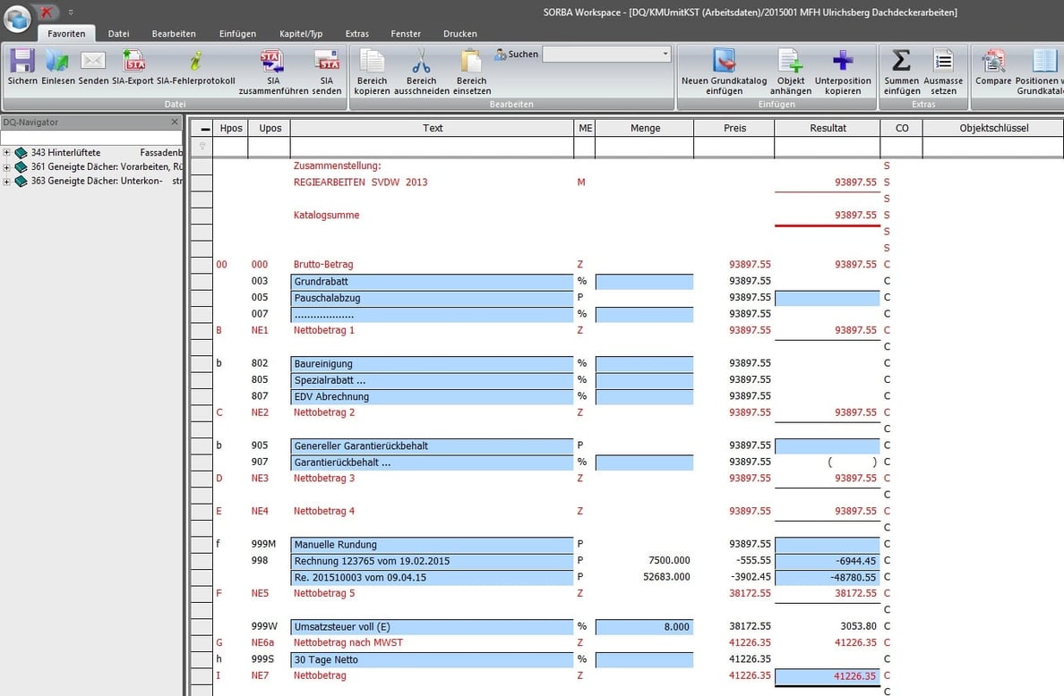 Screenshot Software Akonto und Schlussrechnungen