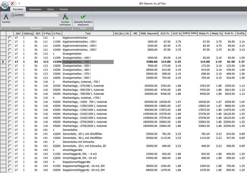 Screenshot BIV-Stamm