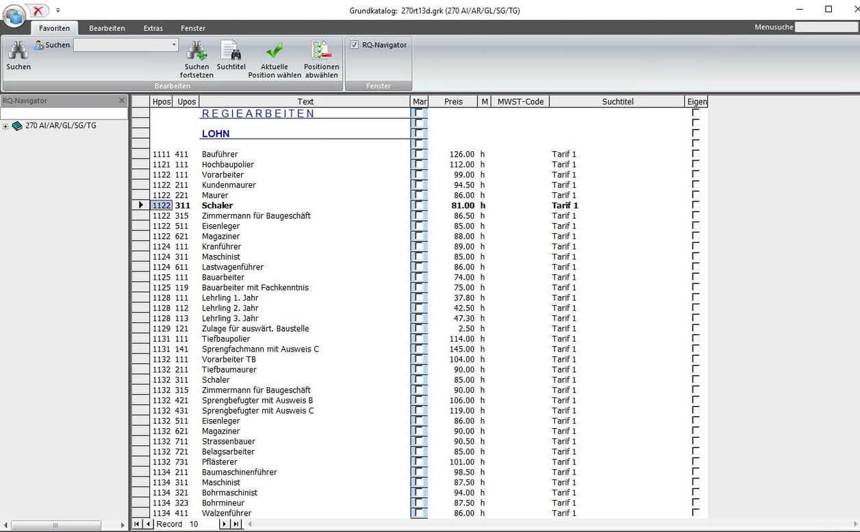 Screenshot Software Grundkatalog