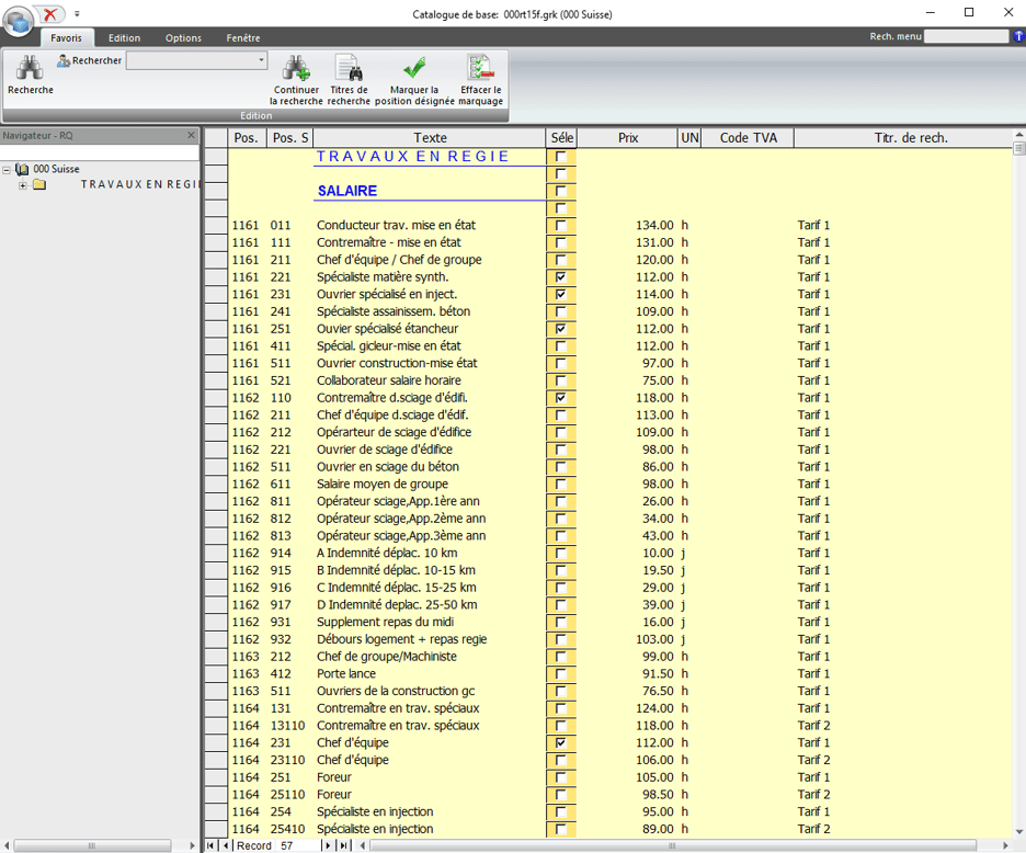 Screeenshot Software travaux en régie