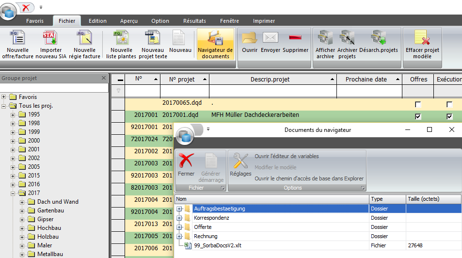 Screenshot logiciel gestion documents
