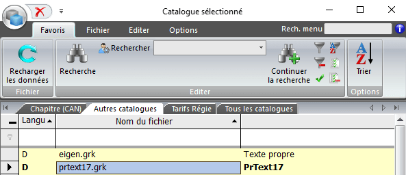 Screenshot logiciel propre catalogue