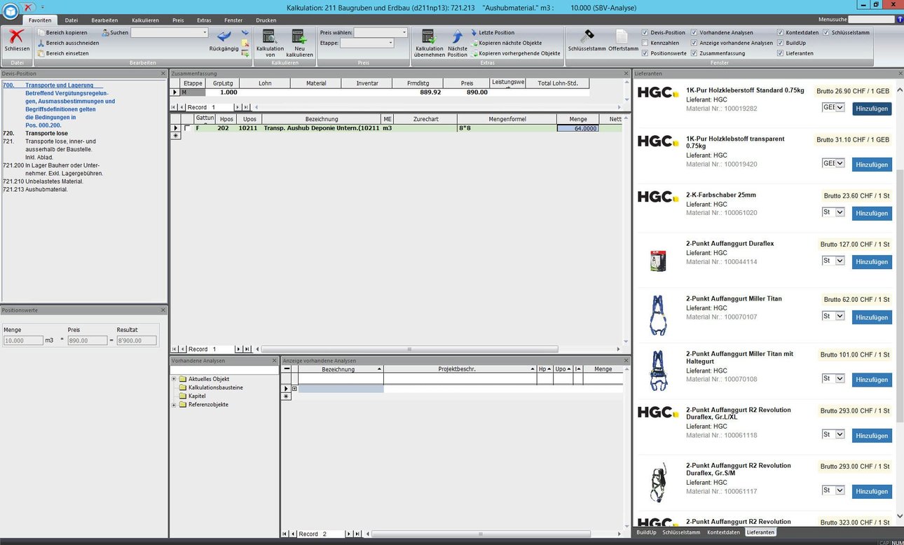 Screenshot Software Anbindung Baumateriallieferanten