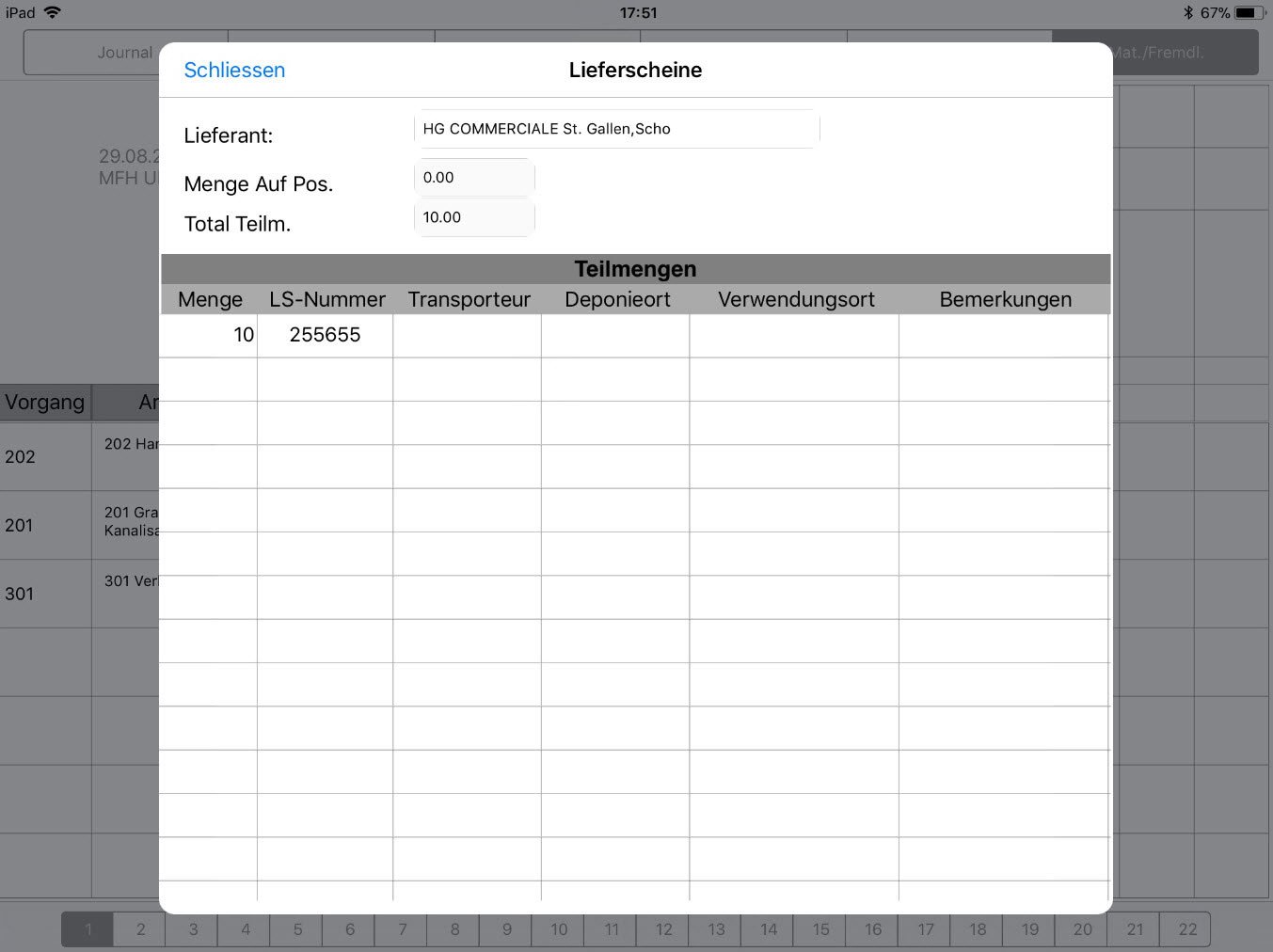 Screenshot App digitale Lieferscheine