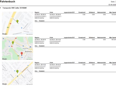 Fahrtenbuch Screenshot Übersicht