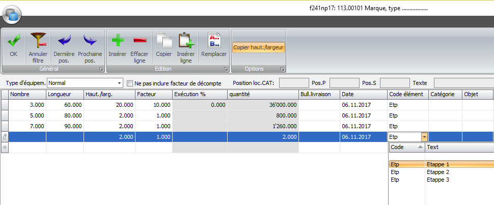 Screenshot logiciel facture location échafaudage