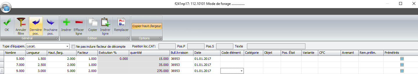 Screenshot logiciel répartition frais d'installation échafaudage
