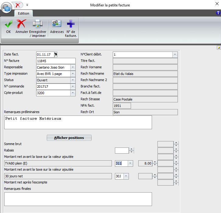 Screenshot logiciel modifier petite facture