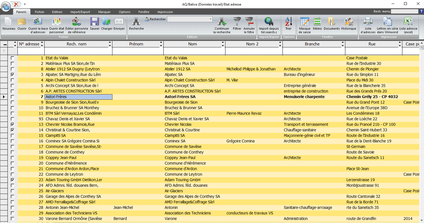 Screenshot logiciel petites factures base de donnée