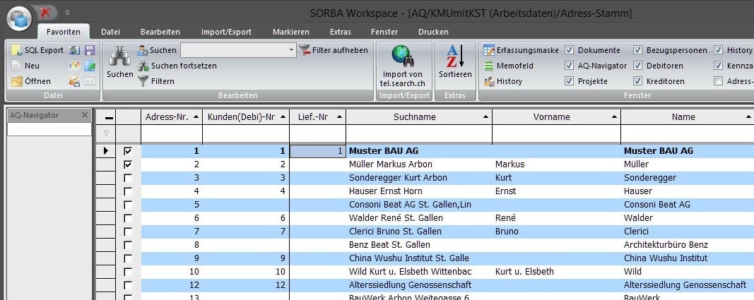 Screenshot Software Kleinrechnungen Stammdaten