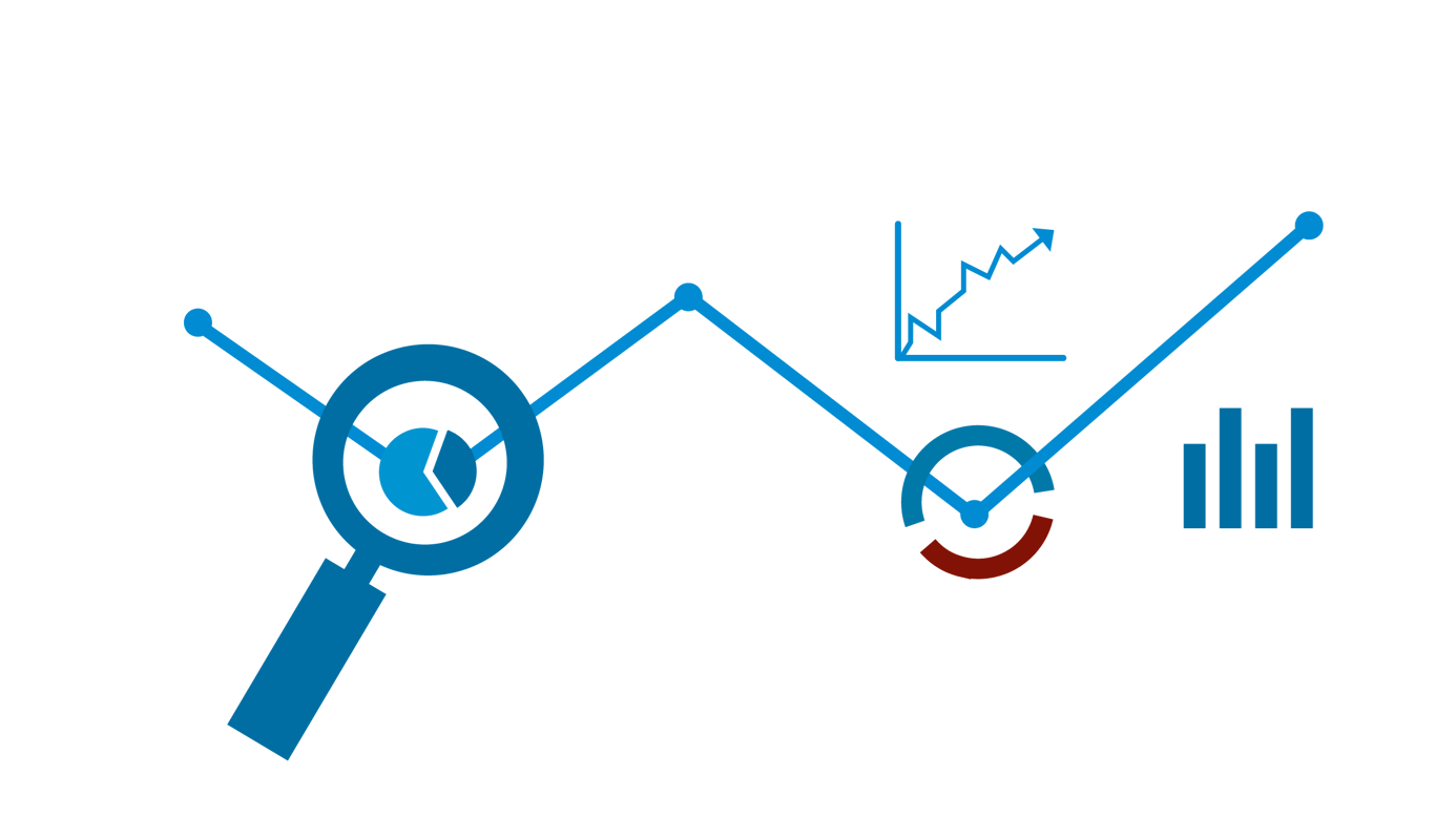 icône loupe et graphiques