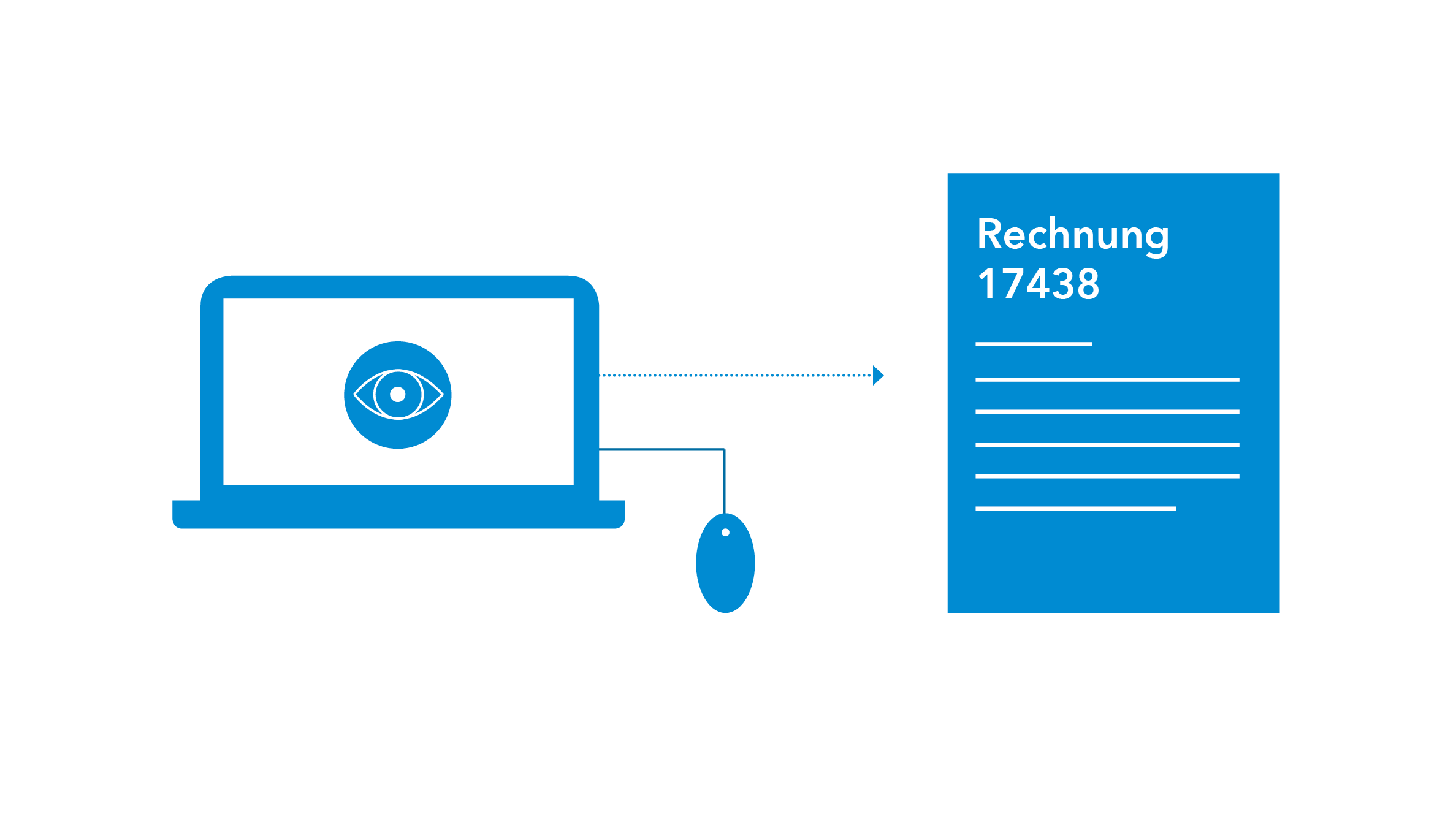 Icon Computer mit Pfeil zur einer Rechnung - Kreditorenbuchhaltung