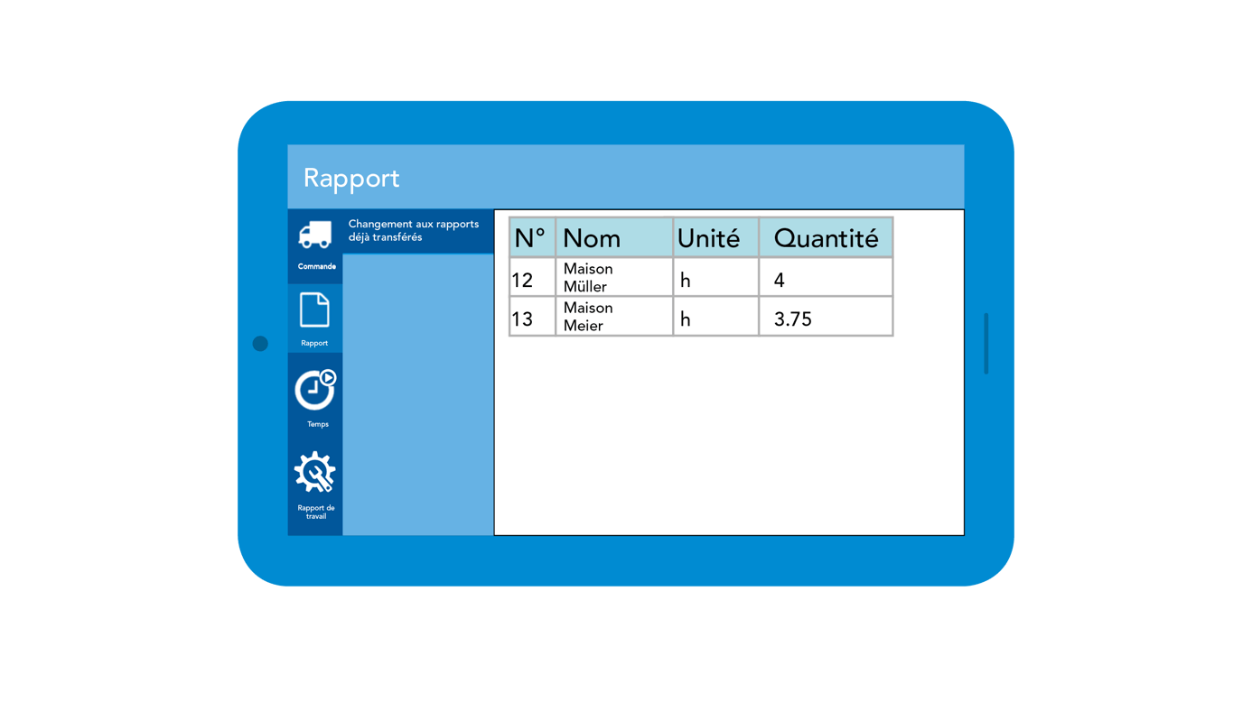Capture d'écran Disposition App Rapport
