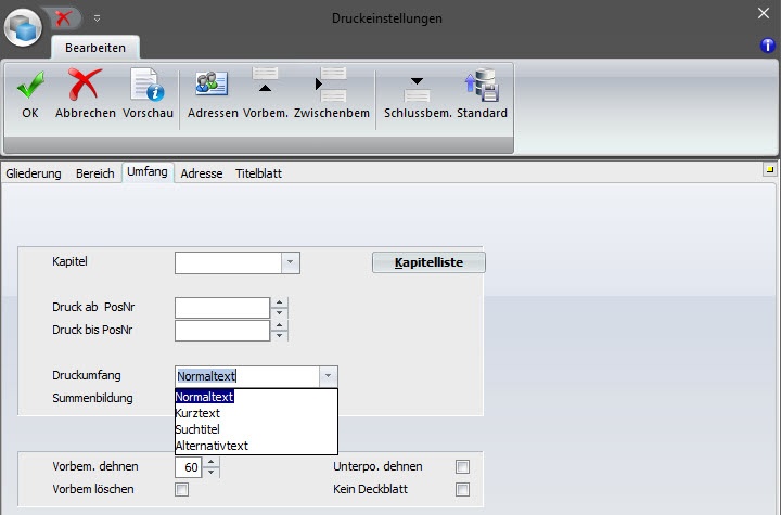 Screenshot Druckeinstellungen