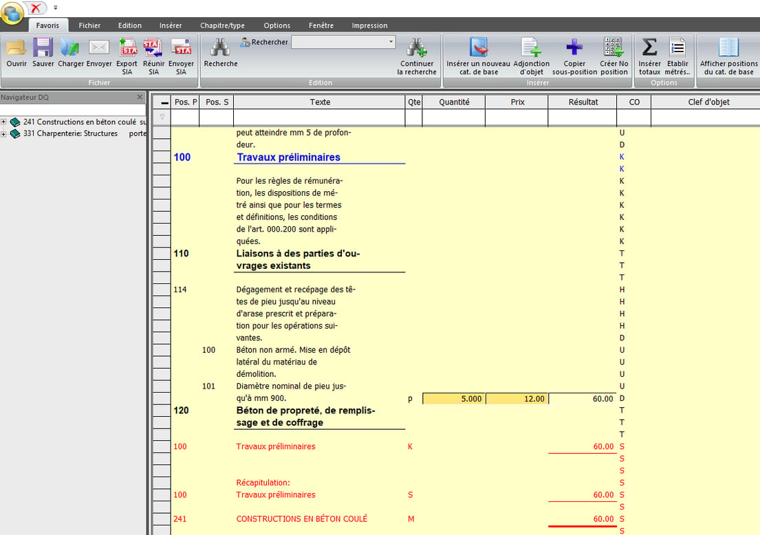 Screenshot import et export avec SIA451