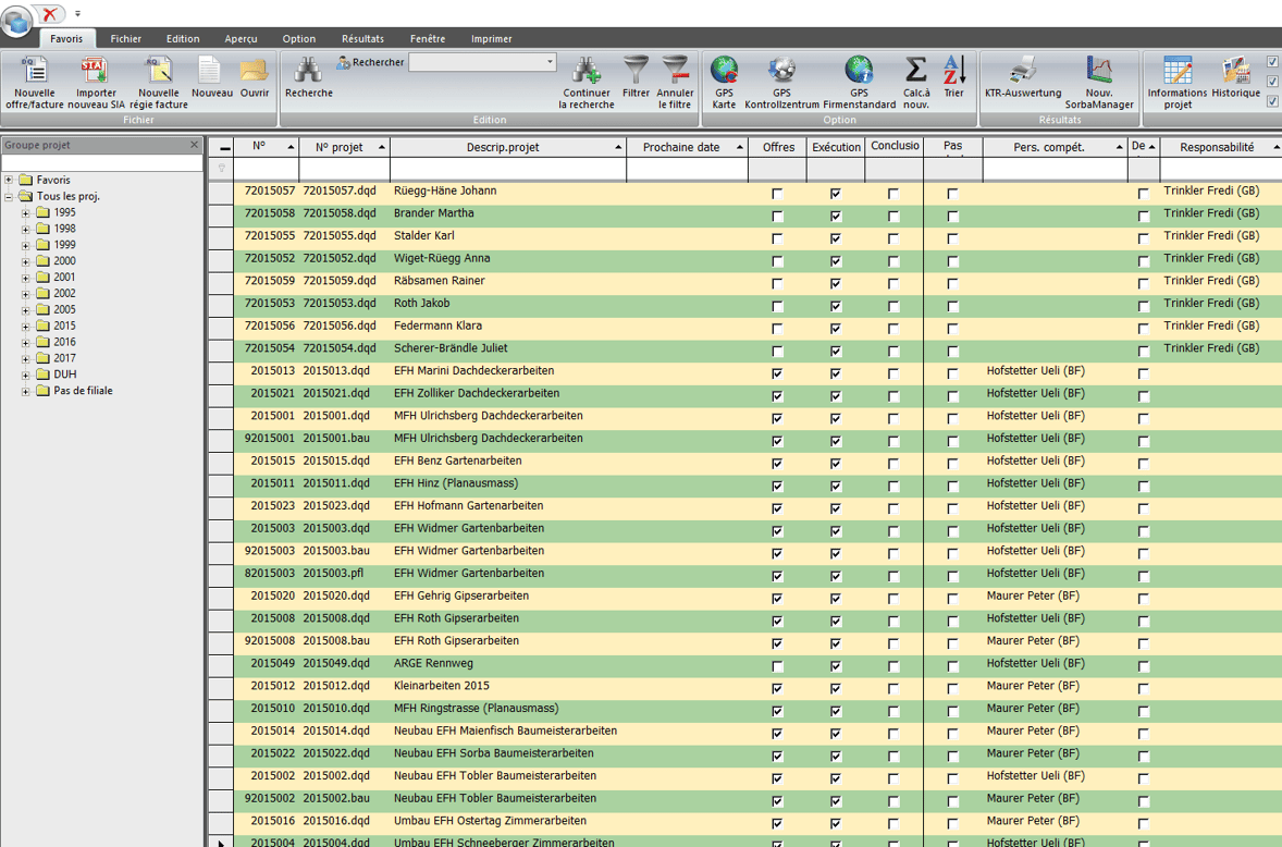 Screenshot logiciel gestion projets