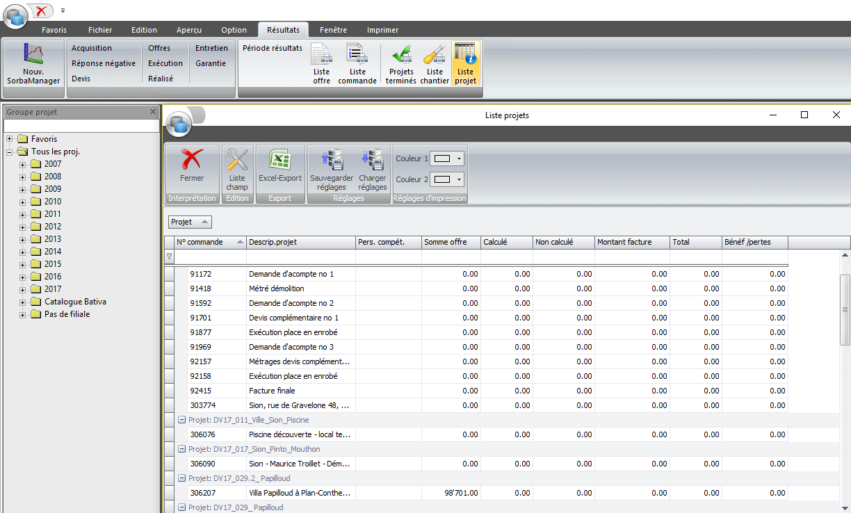 Screenshot logiciel évaluations individuelles