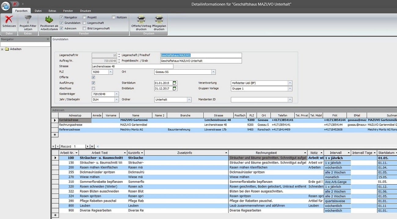Screenshot Planification des travails récurrentes