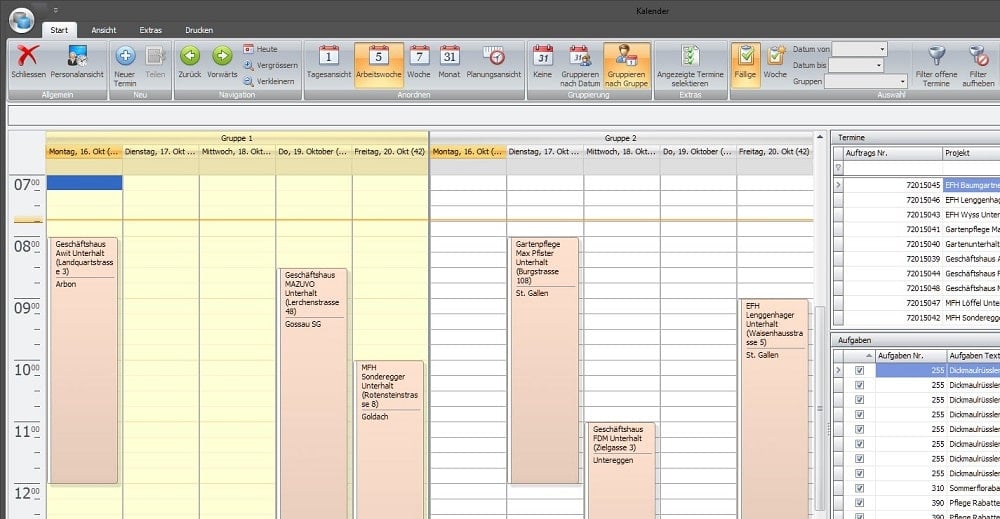 Screenshot Software Planung Hauswartungsarbeiten und Reinigung
