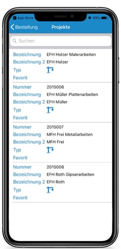 Smartphone mit SORBA App Screenshot