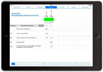 Tablet mit SORBA App Screenshot