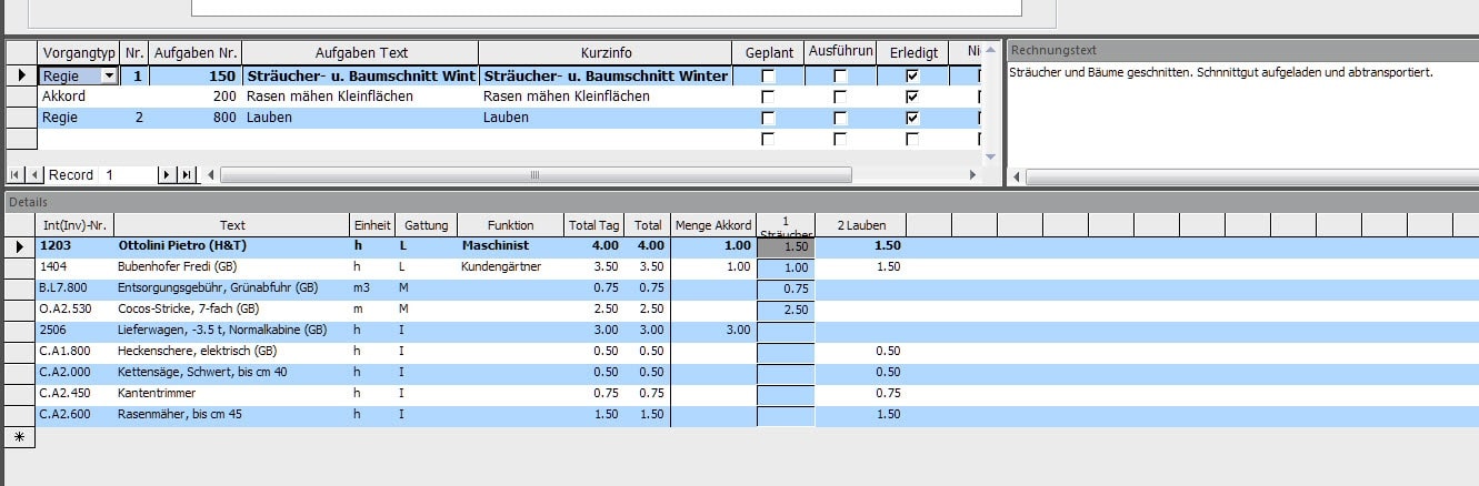 Screenshot Datenstamm Unterhalt