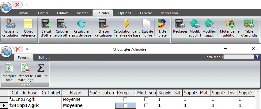 Screenshot Logiciel Calculation