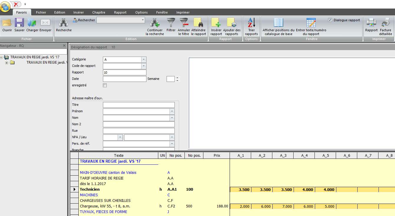Screenshot rapport de régie