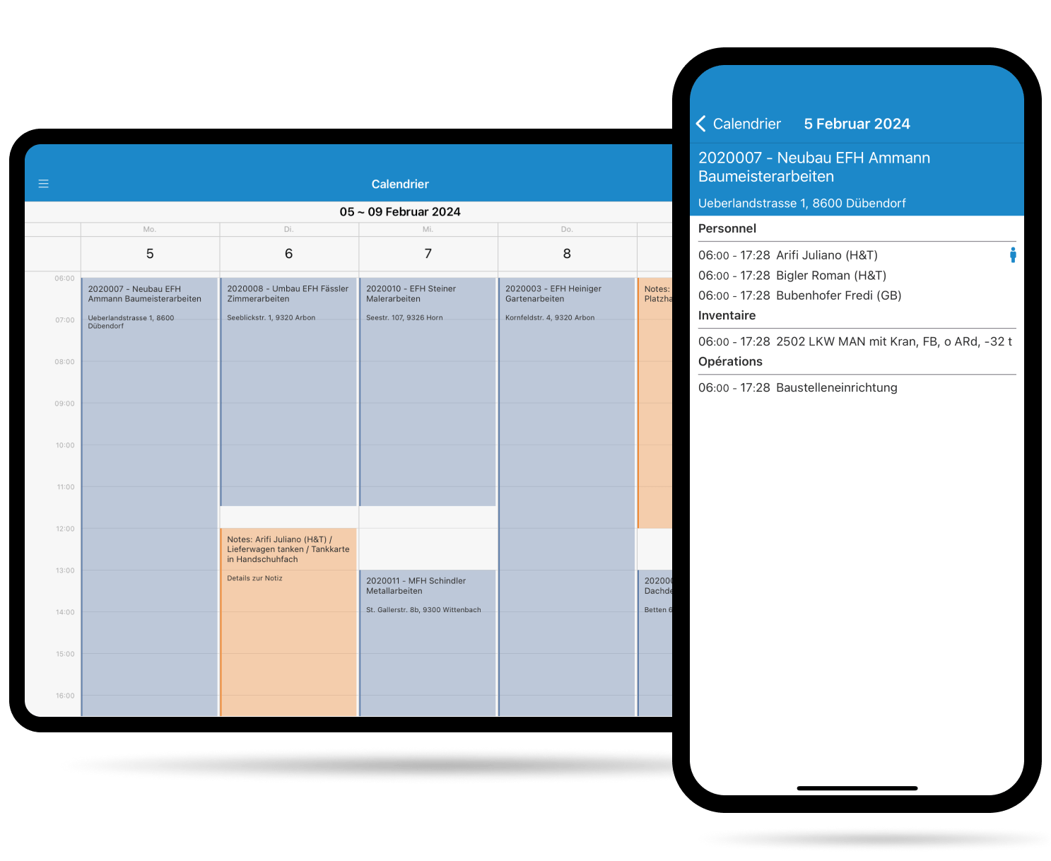 Ressourcenplanung App Mockup FR