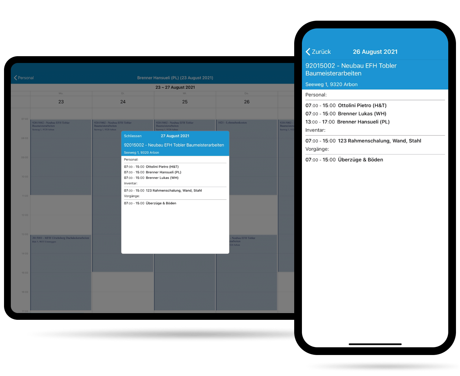 Ressourcenplanung App Mockup