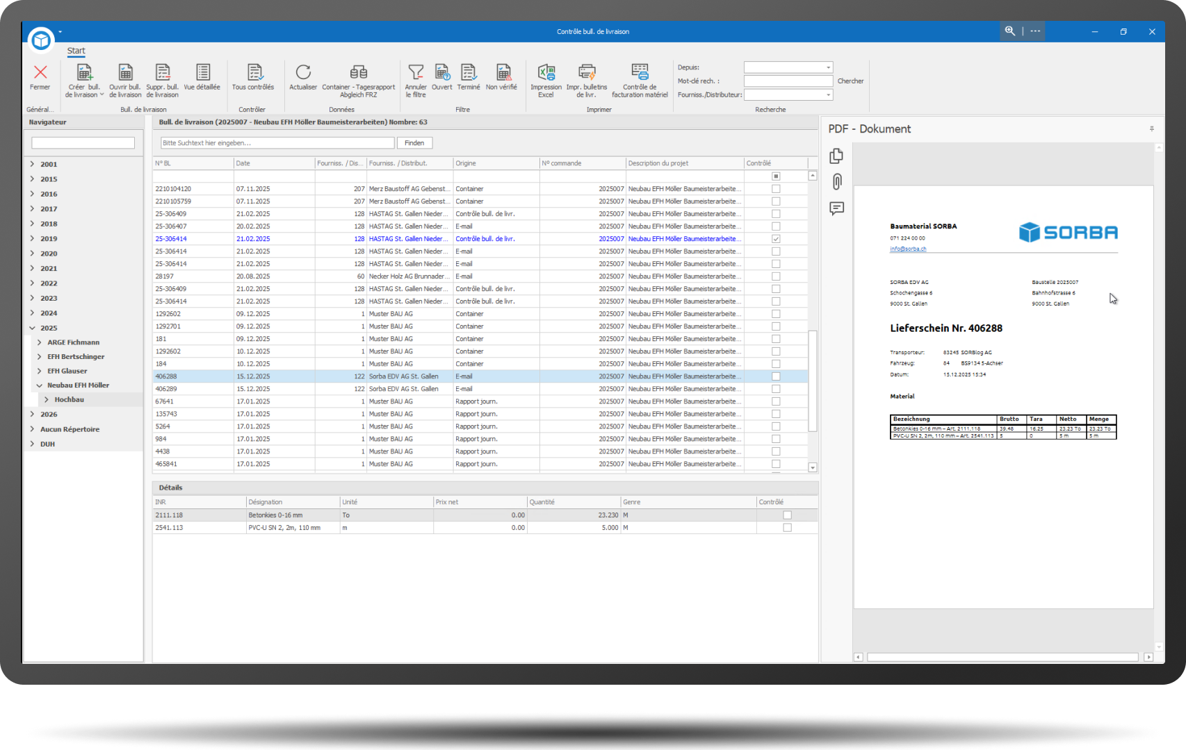 Lieferscheinkontrolle Übersicht Headerbild mit Rahmen FR