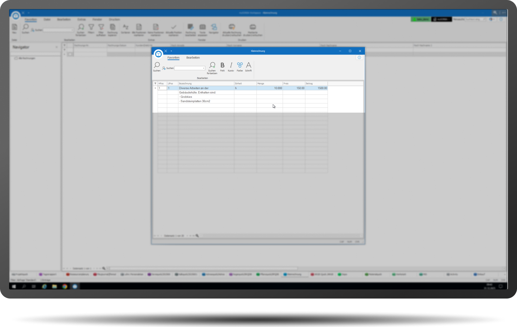Offerte und Abrechnung Kleinrechnung flexible Formatierung mit Rahmen