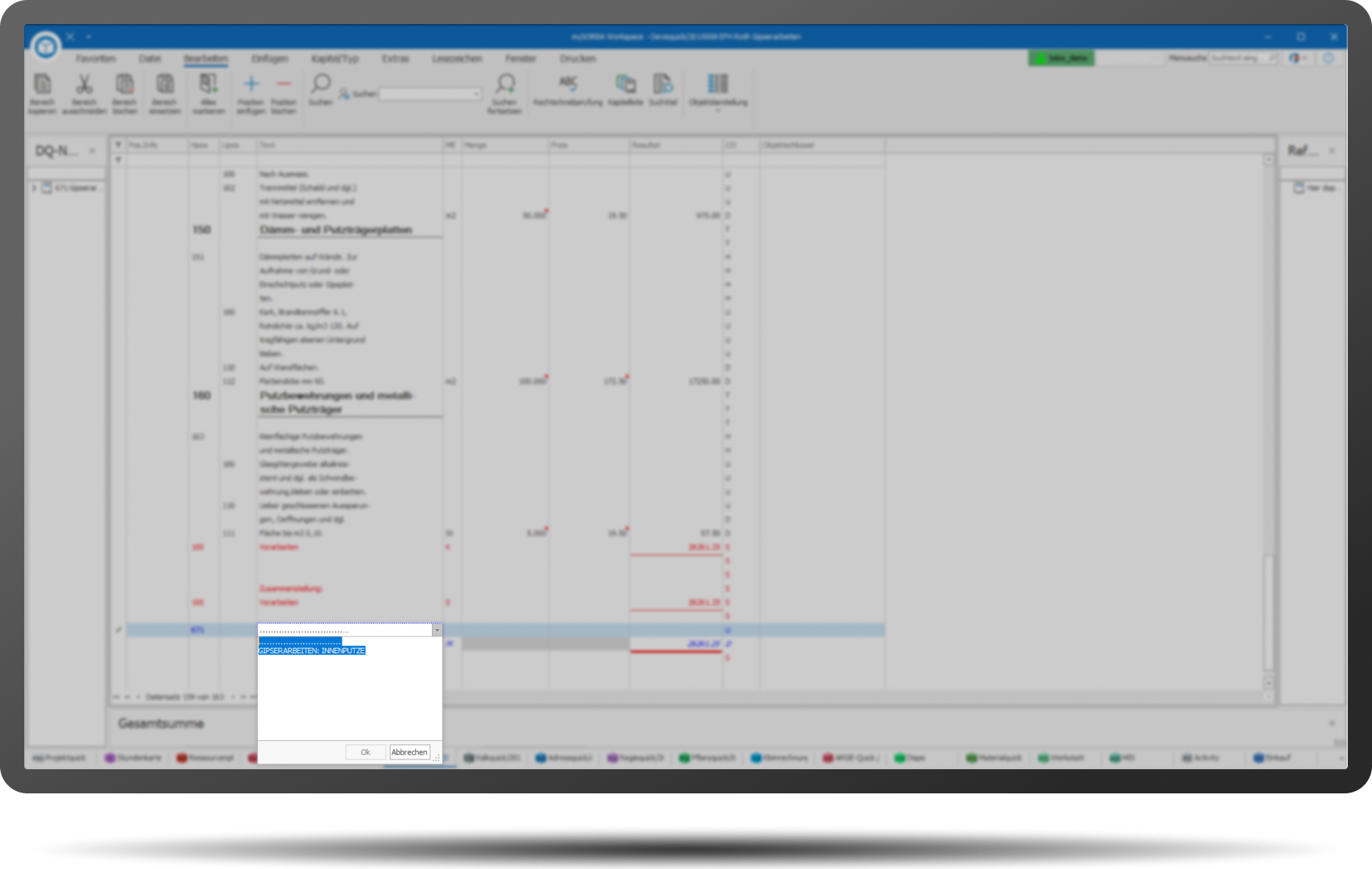 Offerte und Abrechnung Leistungsbeschreibung mit Rahmen