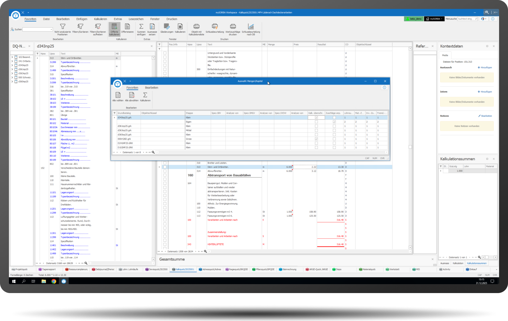 Vorkalkulation Übersicht Headerbild mit Rahmen