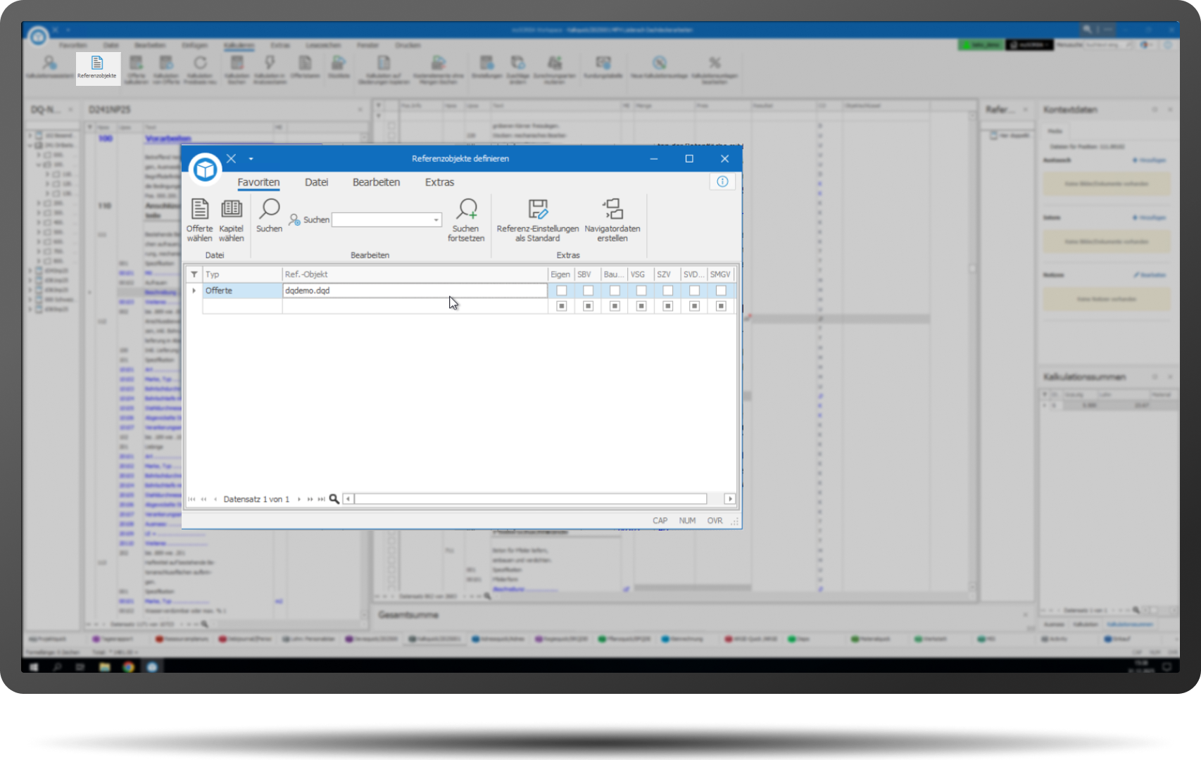 Vorkalkulation Lernende Kalkulation Referenzobjekte mit Rahmen