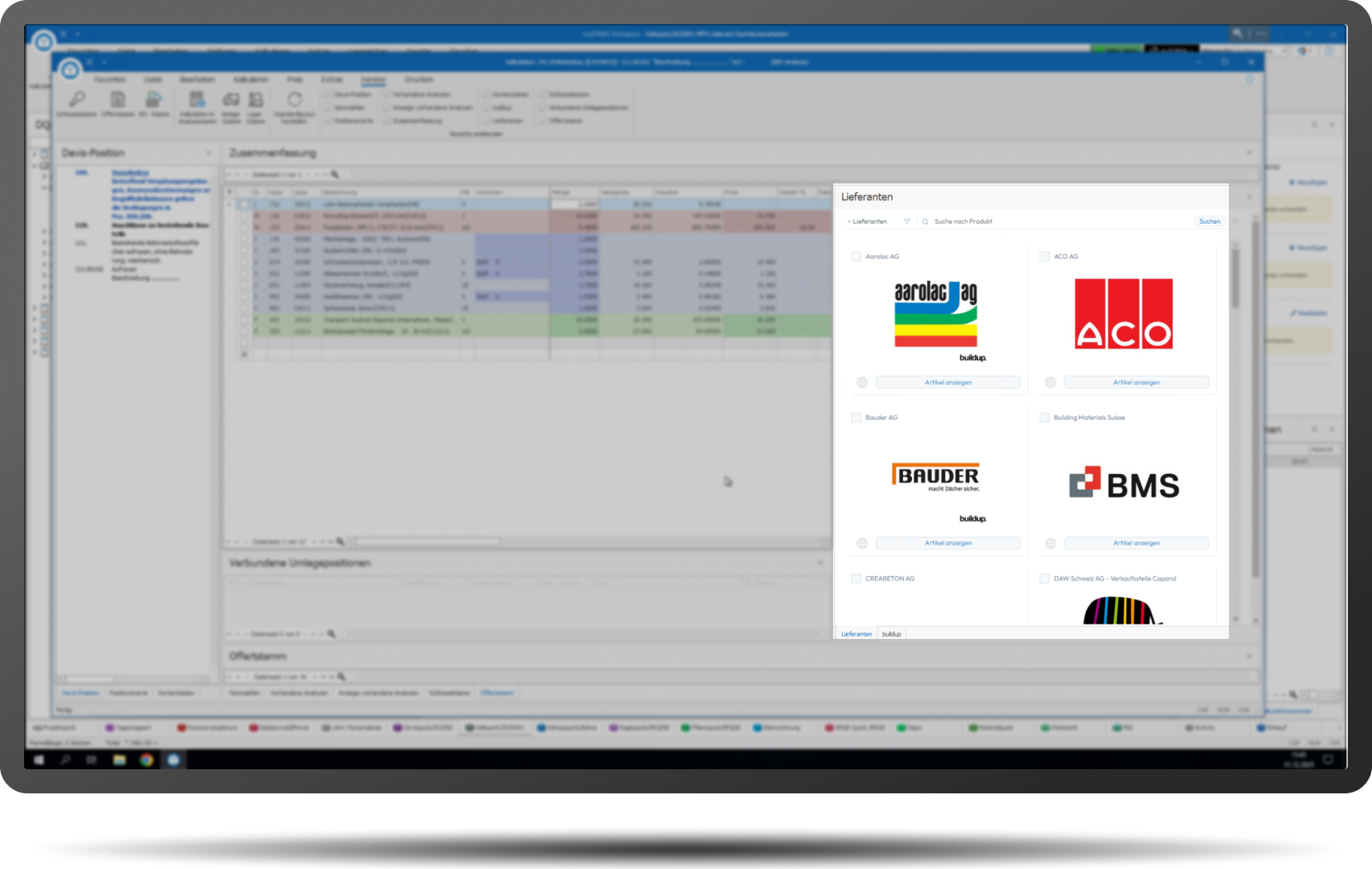 Vorkalkulation Lieferantenpreislisten Buildup mit Rahmen