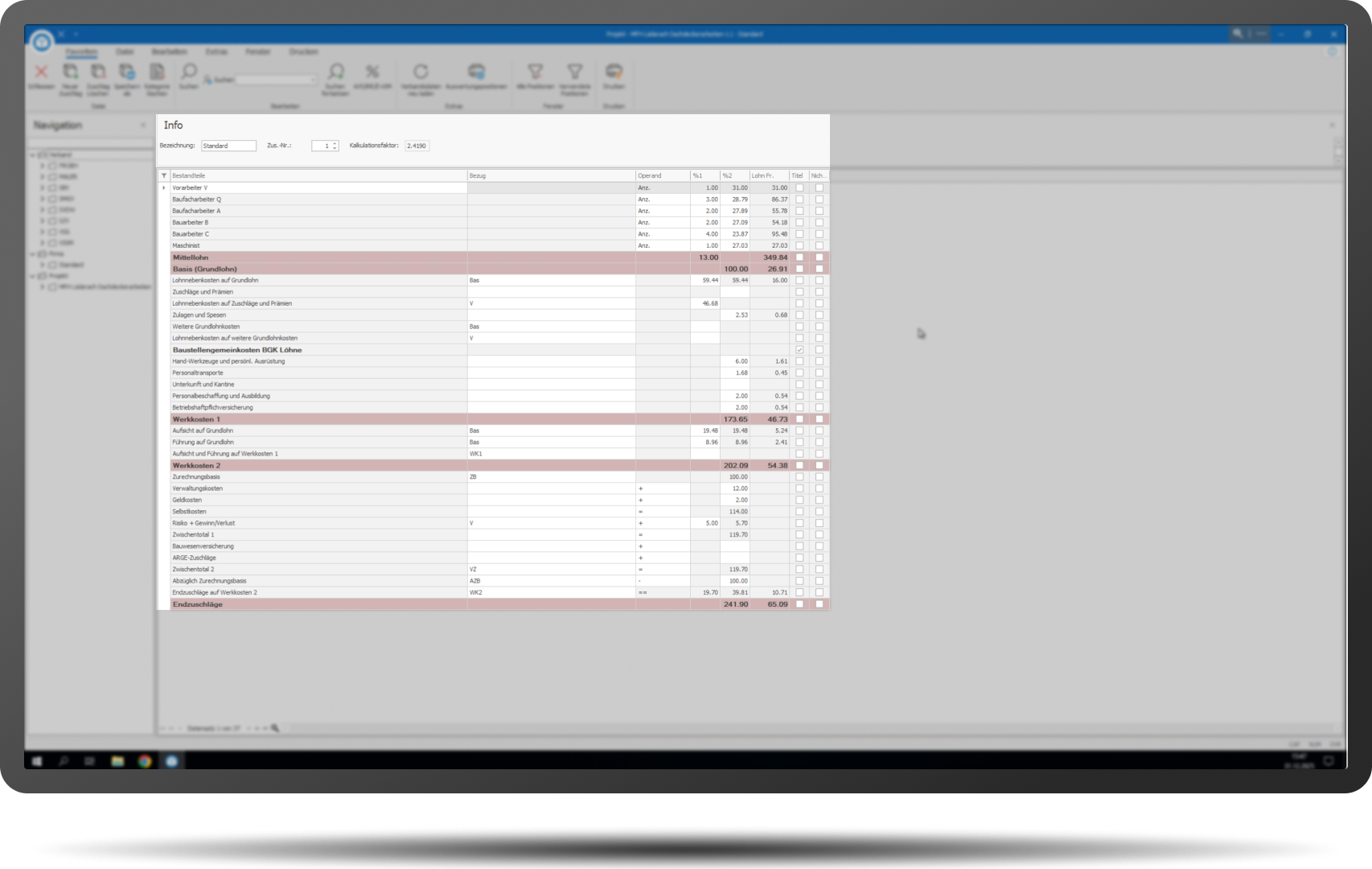 Vorkalkulation Marktgerechte Zuschläge mit Rahmen